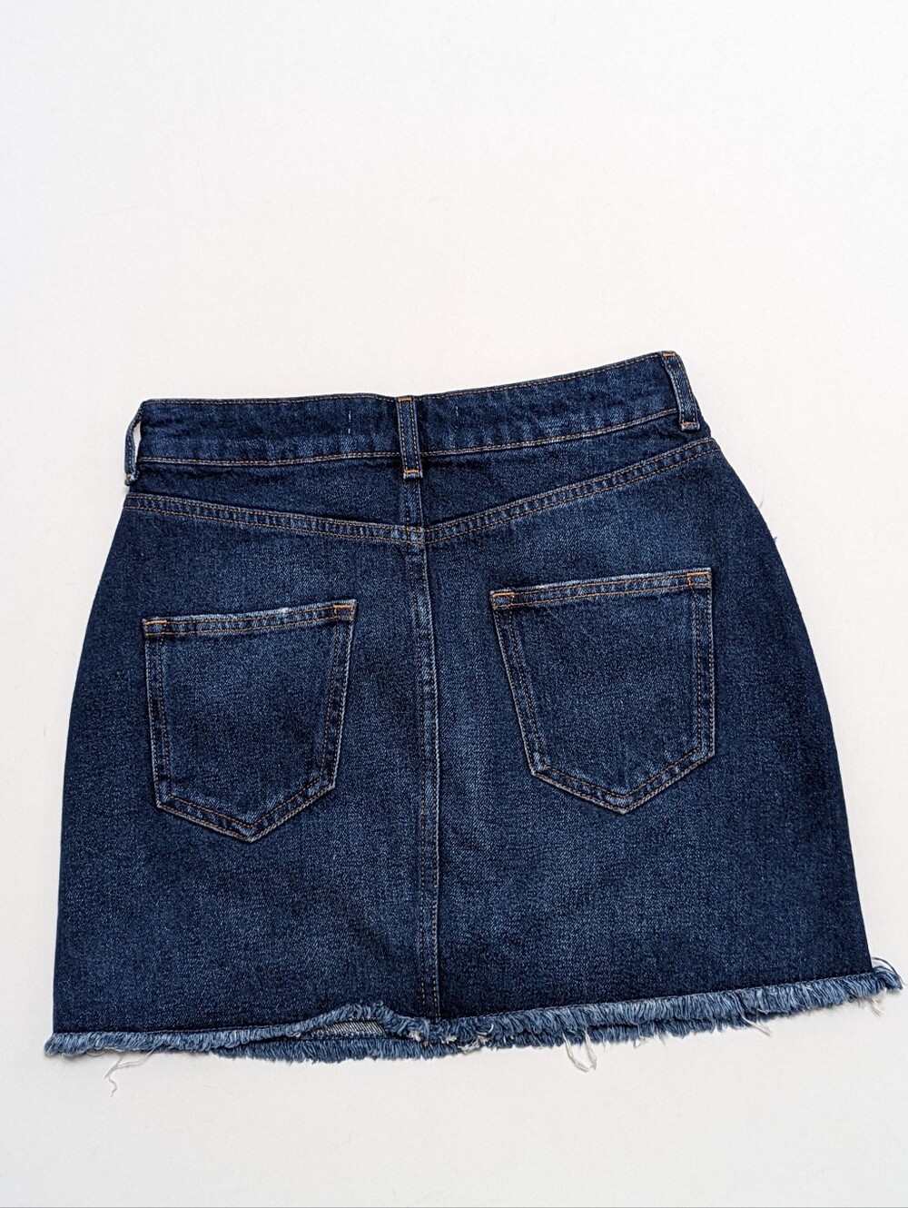 ZARA Z1975 DENIM Distressed Blue Jean Mini Skirt Frayed With Gem Buttons Size XS - Picture 6 of 12